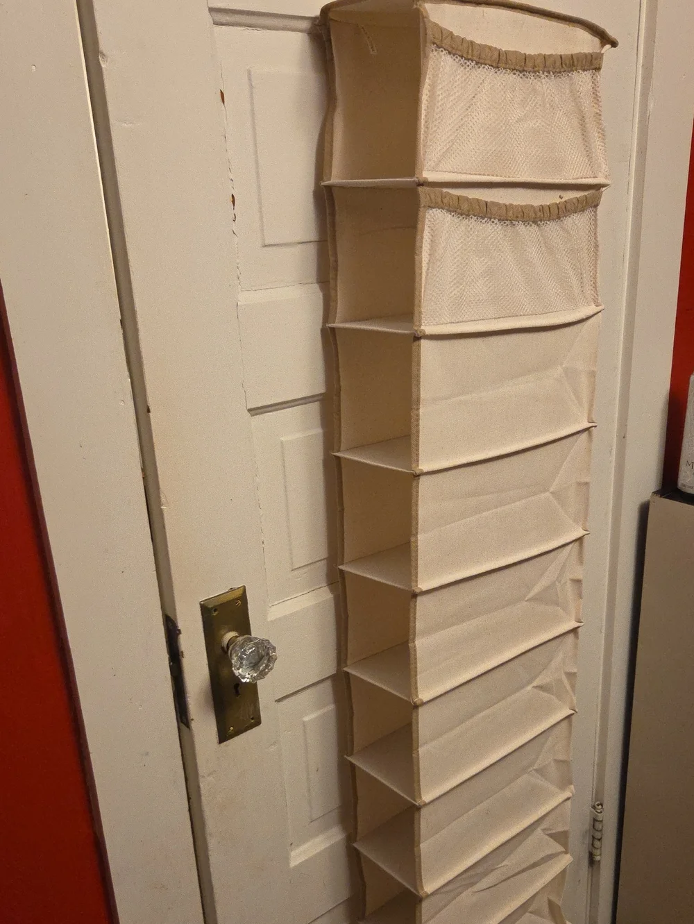4.5 Ft Tall 10-Shelf Hanging Closet Shoe Organizer - Cream